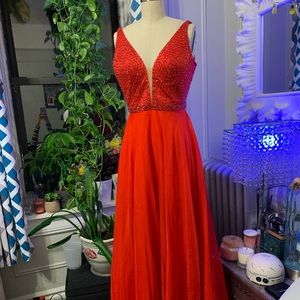 Sherri Hill Red Beaded Prom Dress